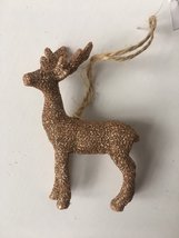 Gisela Graham Copper Glitter Reindeer Hanging Christmas Tree Decoration - £3.75 GBP
