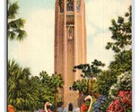 Flamingos at the Singing Tower Lake Wales Florida FL UNP Linen Postcard P23 - $2.92