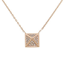 RG Sterling Silver Pyramid Cubic CZ Pendant with Adjustable 16" - 18" Fine Chain - £13.75 GBP
