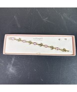 Villager by Liz Claiborne Bracelet &amp; Earrings Set Purple &amp; Green Leaf St... - $618.46 MXN