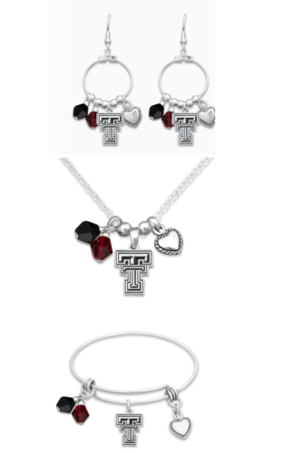 Texas Tech Red Raiders Haute Wire 3 Piece Necklace, Bracelet and Earrings Set