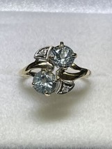 Art Deco D.B. (ca 1935) 10K Yellow White Gold Aquamarine Ring w/Diamond (Size 7) - £388.89 GBP