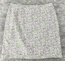 Casual Corner Womens Skirt Size 14 Floral Green White Purple Above Knee Zipper - £11.00 GBP