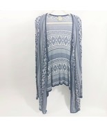Faded Glory Women&#39;s Long Sleeve Open Front Slate Blue White Cardigan LG ... - $16.82