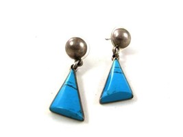 Vintage Mexican Taxco Sterling Silver Blue Pierced Earrings By TC-261 13117 - £21.30 GBP