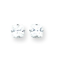 14K White Gold Princess Cut CZ Earrings Jewelry 5mm 5mm x 5mm - £84.17 GBP
