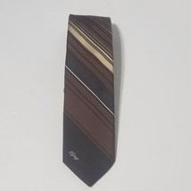 Vintage Allyn St. George Mens Brown Diagonal Strips Necktie Logo Tie 55&quot;... - £6.19 GBP