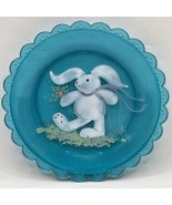 Pairpoint Hand Bunny Rabbit Glass Cup Plate Blue - $20.55 CAD