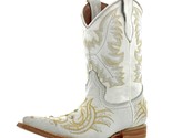 Kids Toddler White Western Boots Leather Embroidered Cross Pointed Toe S... - £44.20 GBP