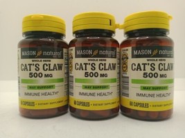 *READ* 3X Mason Natural Cats Claw 500 mg, 60 Capsules Each - $24.99