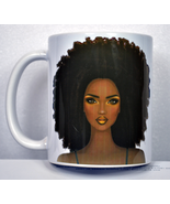 11 OZ Designer Coffee Mug -- AFRO GIRL - £14.16 GBP