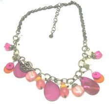 Charming Multi Bead Charm Chain Ruby Rd Necklace In Red &amp; Pink Summer - £10.43 GBP