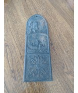 OLD Cast Iron Wall Pocket Long Match Safe FARM FLOWER Colonial Fireplace - $27.69