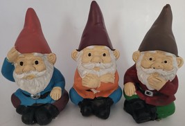Fairy Garden Ceramic Gnomes Figurines, Select Shirt: Blue, Orange, or Red - £3.13 GBP