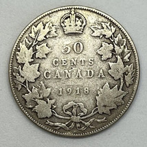 1918 Canada Half Dollar Silver Coin (Free Worldwide Shipping) - £15.44 GBP