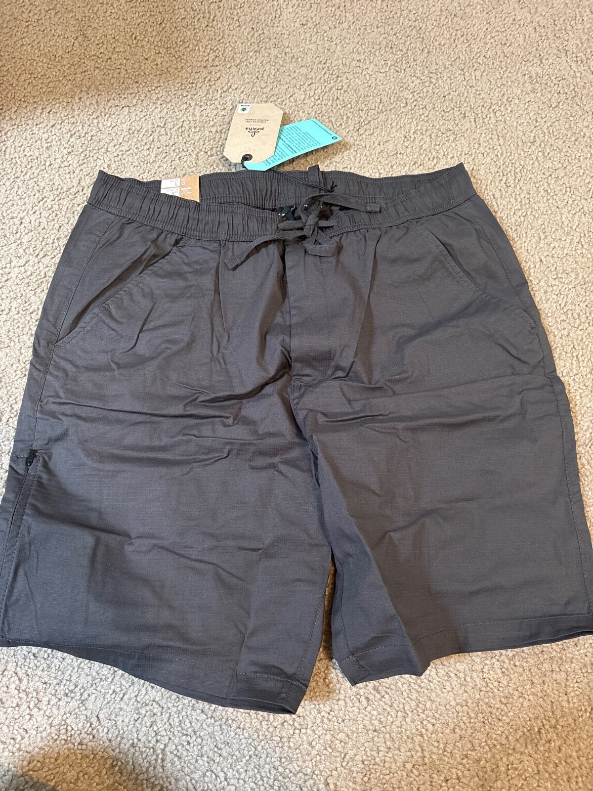 Prana Double Peak E-Waist Charcoal Men&#39;s Short XX-Large XXL Pull On Elastic - $41.64