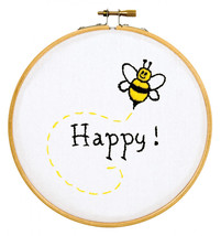 Jack Dempsey Needle Art Bee Happy 6 Inch Hoop Kit - £11.03 GBP