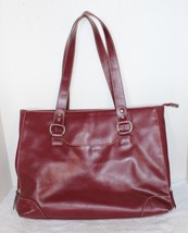 Franklin Covey Burgundy Leather Laptop Bag Briefcase Carry On Luggage Work ~Nice - £31.45 GBP