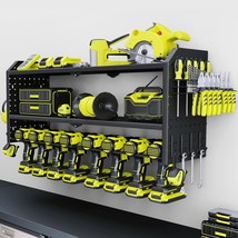 Power Tool Organizer,Large 8 Drill Holder Wall Mount With 2 Side Pegboar... - £115.75 GBP