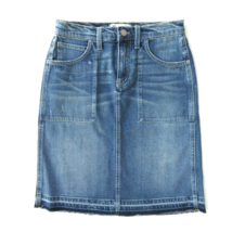 Madewell Raw-Edged Jean Skirt in Gage Wash Distressed Released Hem Denim 24 - £6.46 GBP