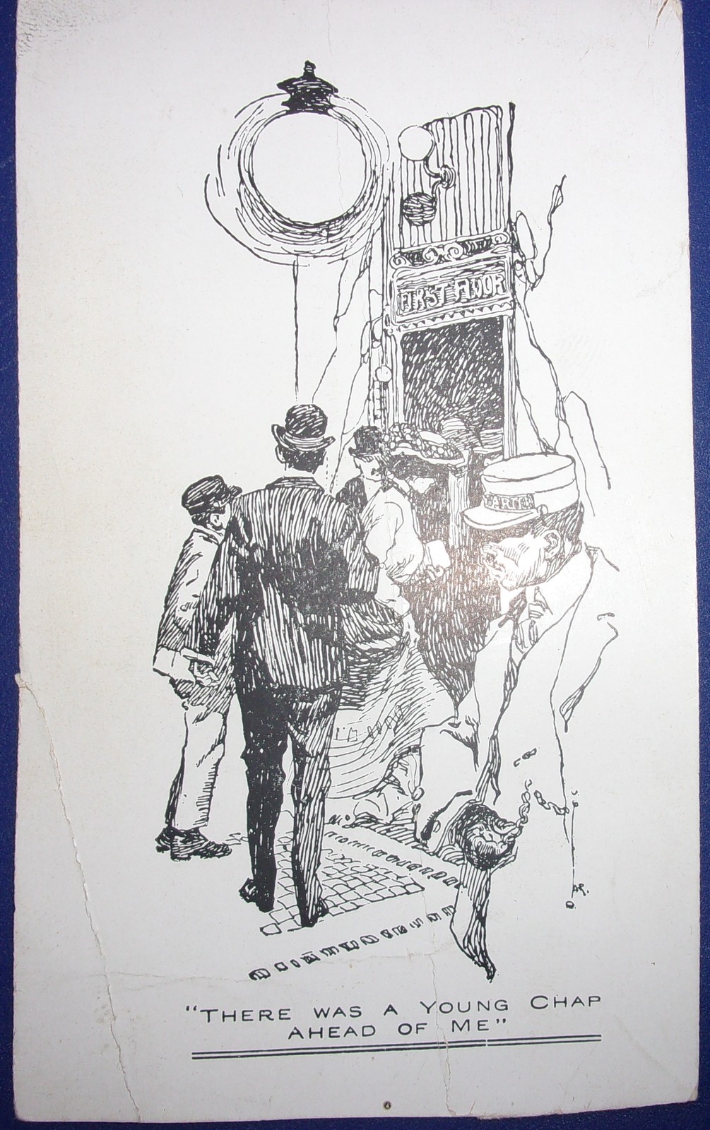 Victorian There Was A Young Chap Ahead Of Me Pencil Etched Card Early 1900s - $4.99