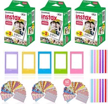 Fujifilm Instax Mini Instant Film (3 Pack, 60 Sheets) 5 Plastic Desk Frames, 60 - £77.73 GBP