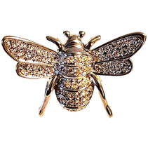 Swarovski Crystal Bumble Bee Pin Brooch Signed Silver-tone Sparkly - $30.84