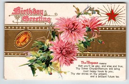 Birthday Postcard Birthstone Topaz Chrysanthemum Flowers November  Shining Star - £9.48 GBP