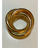 Vintage Gold Tone Intertwined Love Knot Circle Brooch Pin Grannycore Hollowed - $12.19