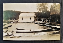 1909 antique RPPC lake hopatcong nj POST OFFICE and DOCK photograph - £52.98 GBP