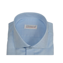 Men 100% Italian Cotton Shirt Non Iron SORRENTO Turkey Spread Collar 4883 Blue image 2