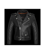 Men&#39;s Basic Classic Motorcycle Jacket Plain Side w/Belted Waist - $2,204.04 MXN
