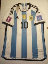 Lionel Messi Argentina 2022 World Cup Champion 3 Star Stadium Home Soccer Jersey - £71.94 GBP