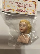 Porcelain Doll Head Blonde Pink Lips Woman Lady Angel 2 1/4 &quot; #7690 Fibre Craft - £2.54 GBP