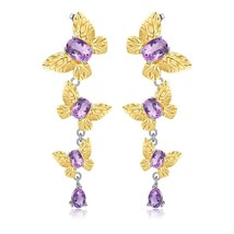 925 Sterling Silver Designer Long Dangle Butterfly Earrings Luxury Women Party W - £73.01 GBP