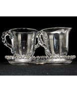 Imperial Glass Candlewick Cream &amp; Sugar Bowl w/Tray, Elegant Coffee/Tea ... - $33.44 CAD