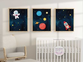 Space Nursery Wall Art Set, Boy Nursery Decor, Space Prints Kids Room | ... - $9.00
