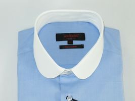 Men's Axxess Turkey 100% Egyptian Cotton Shirt English Curve Collar 222-24 Blue image 3