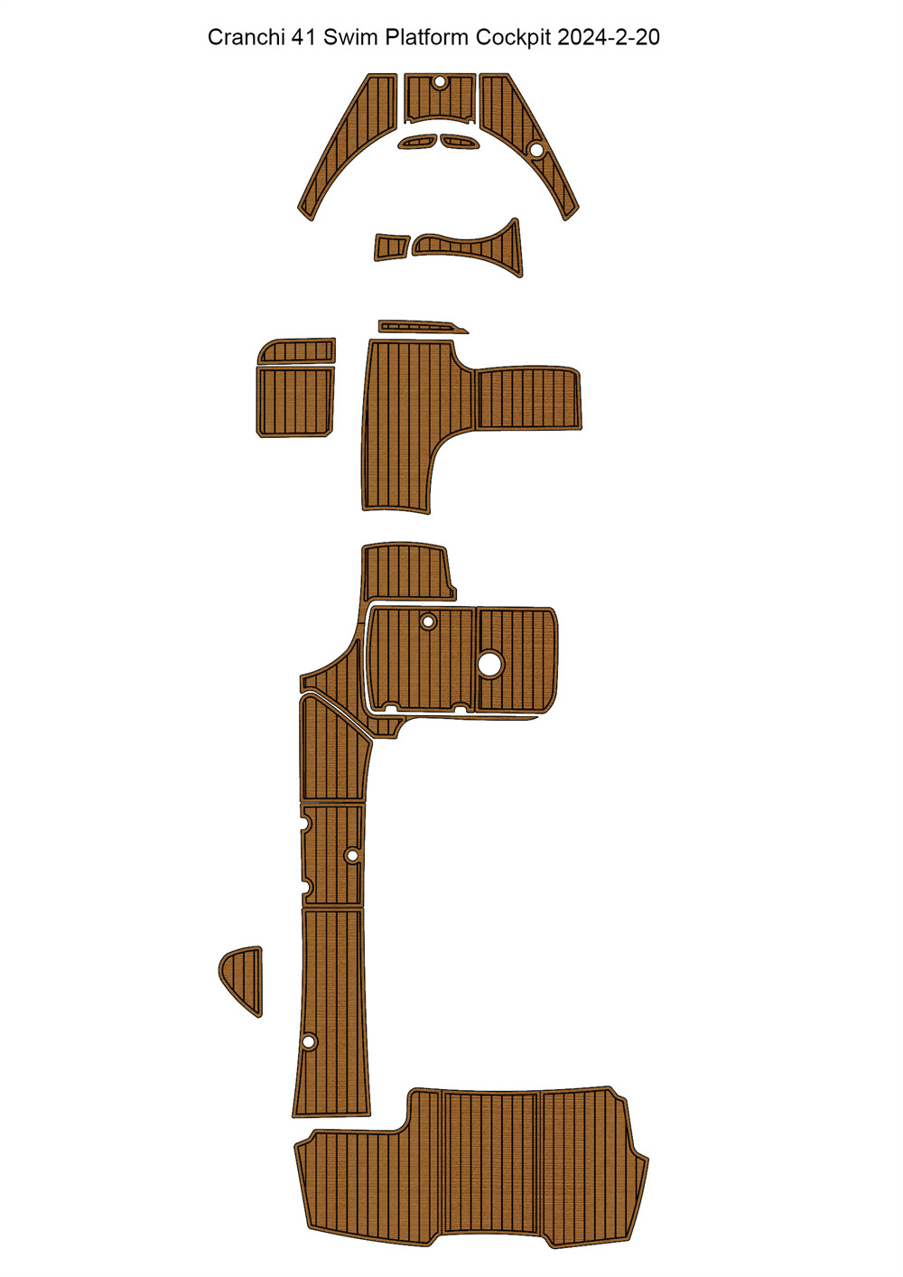 2006 Cranchi 41 Swim Platform Cockpit Pad Boat EVA Foam Faux Teak Floor ... - $1,299.00