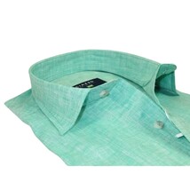 Men's Ciazzo Turkey 100% Linen Breathable Shirt Short Sleeves #Linen 63 Green image 3
