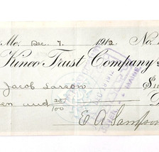 1912 Kineo Trust Company Bank Check E.A. Sampson Dover Maine Signed 1068... - $369.57 MXN