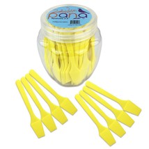 2.5&quot; Yellow Small Mini Plastic Makeup Cosmetic Facial Mask Spatula Scoop - £12.78 GBP