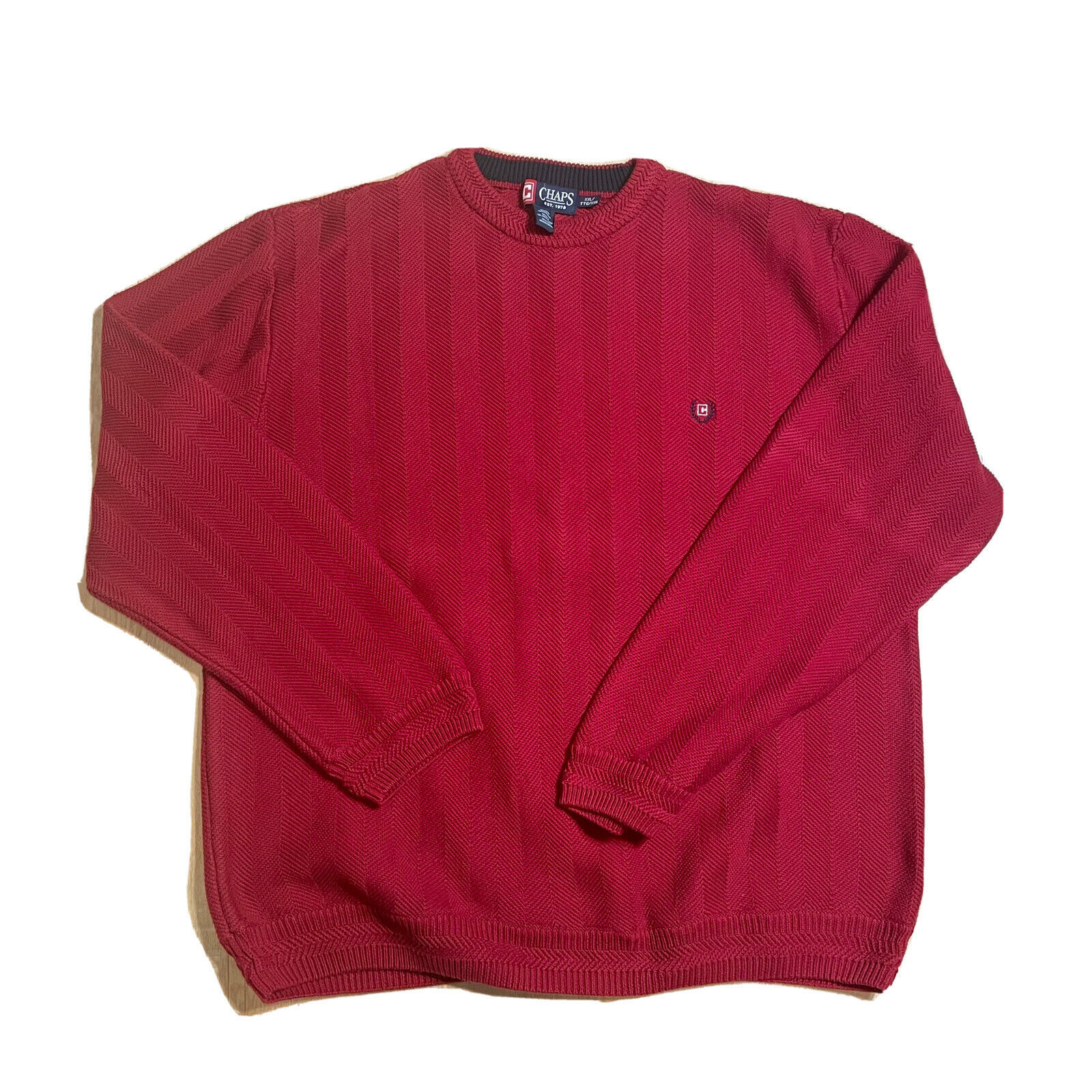 Vtg Chaps Ralph Lauren Mens Red Pullover Sweater XXL Hand Framed CRL Crest 90s - £19.35 GBP