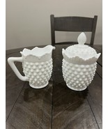 Fenton Milk Glass Hobnail Creamer/Sugar Set Heavy-5441. No Chips/cracks - $39.59