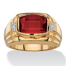 Red Ruby Lab Created 18K Gold Diamond Accent Gold Plated Ring 8 9 10 11 12 13 - £103.90 GBP