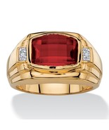RED RUBY LAB CREATED 18K GOLD DIAMOND ACCENT GOLD PLATED  RING  8 9 10 1... - £102.71 GBP