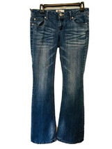 SO Skinnny Womens Junior Size 7  Medium Wash Flare Leg Whiskered 5 Pocke... - $14.95