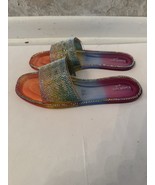 Bebe Slide Sandals Rainbow Rhine Stone Girls Size 3  - $14.81 CAD