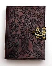 Wolf &amp; Tree Of Life Leather Blank Book W/ Latch - £40.38 GBP