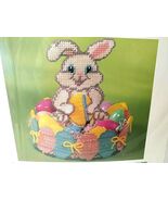 Easter Bunny Egg Candy Dish Plastic Canvas Bucilla Craft 9" High 1994 Se... - €26,11 EUR